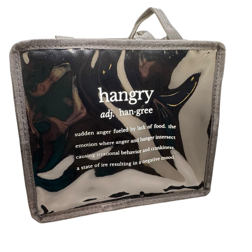 Hangry Definition Insulated Lunch / Tote Bag -NWOT Black Patent